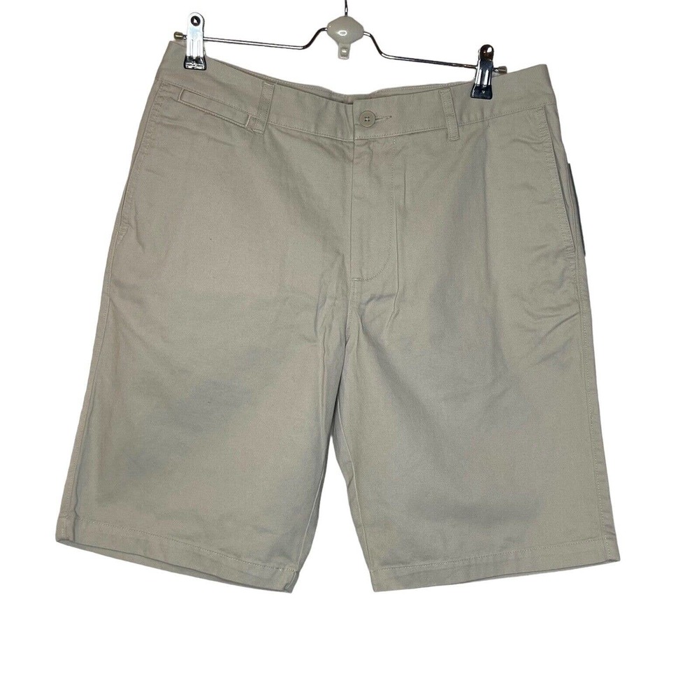 John Bartlett Consensus Men’s Khaki Cotton Flat Front Shorts sz 32 NWT